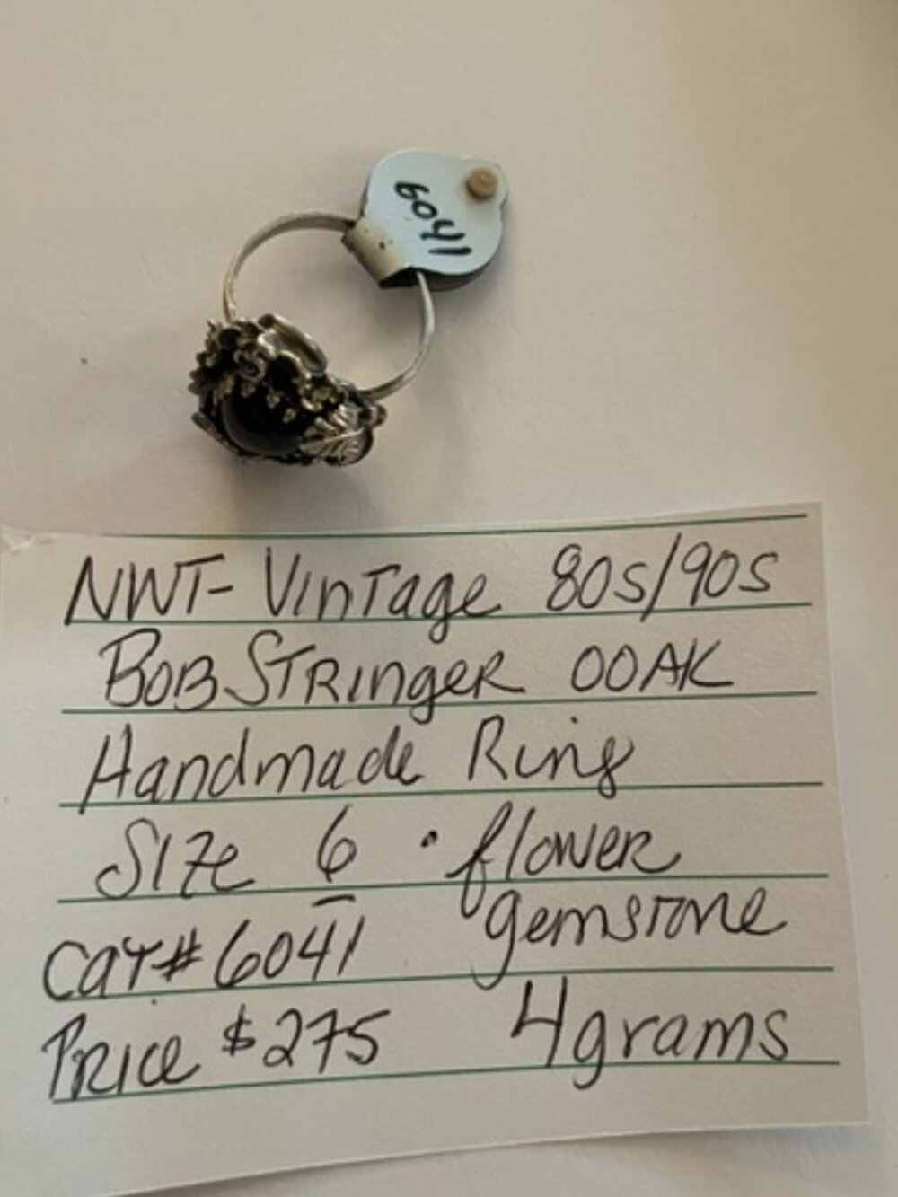 NWT Vintage Sterling Silver Ring Sz 6 Handmade Boho Bob Stringer Y2K 80/90s $275 - Picture 15 of 16